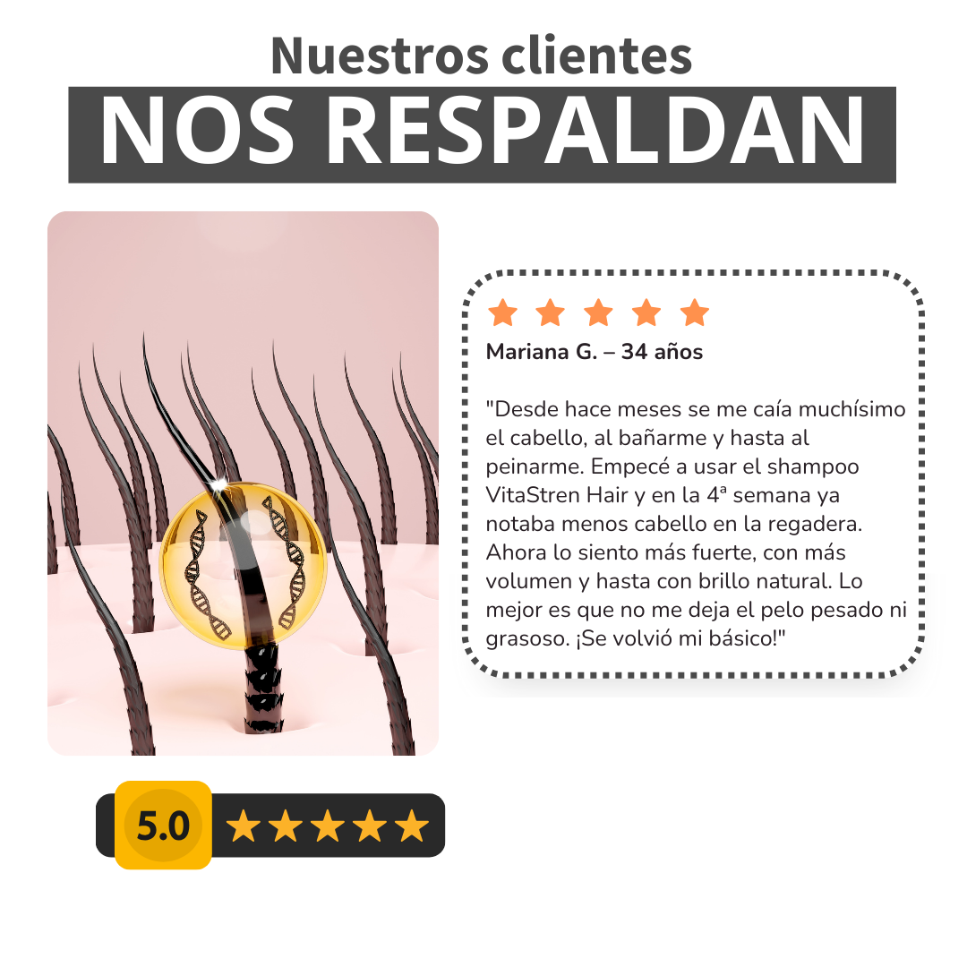 VitaStren Hair – Shampoo fortalecedor y revitalizante con zapote, argán, KeraFilm® y romero
