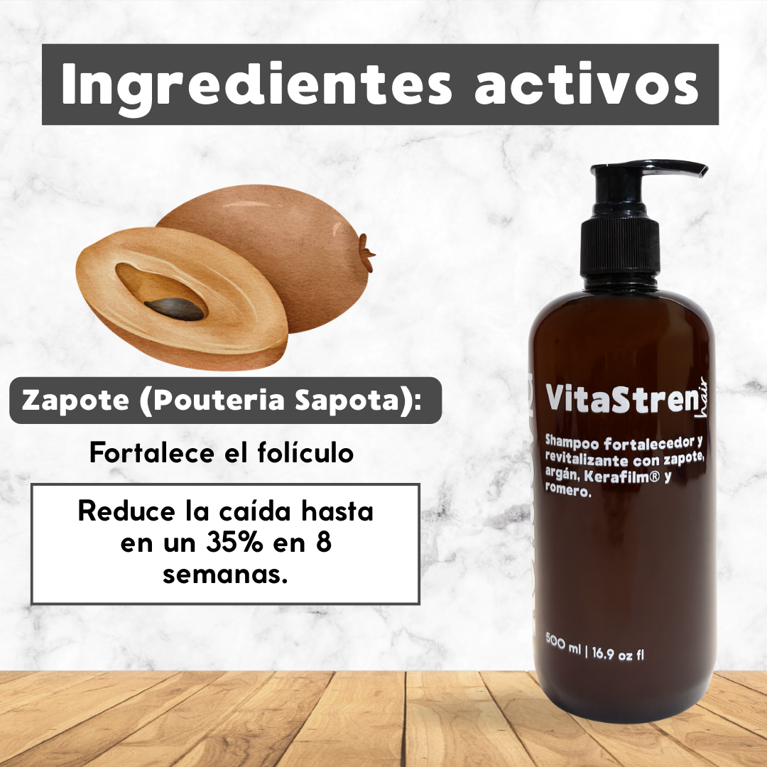 VitaStren Hair – Shampoo fortalecedor y revitalizante con zapote, argán, KeraFilm® y romero