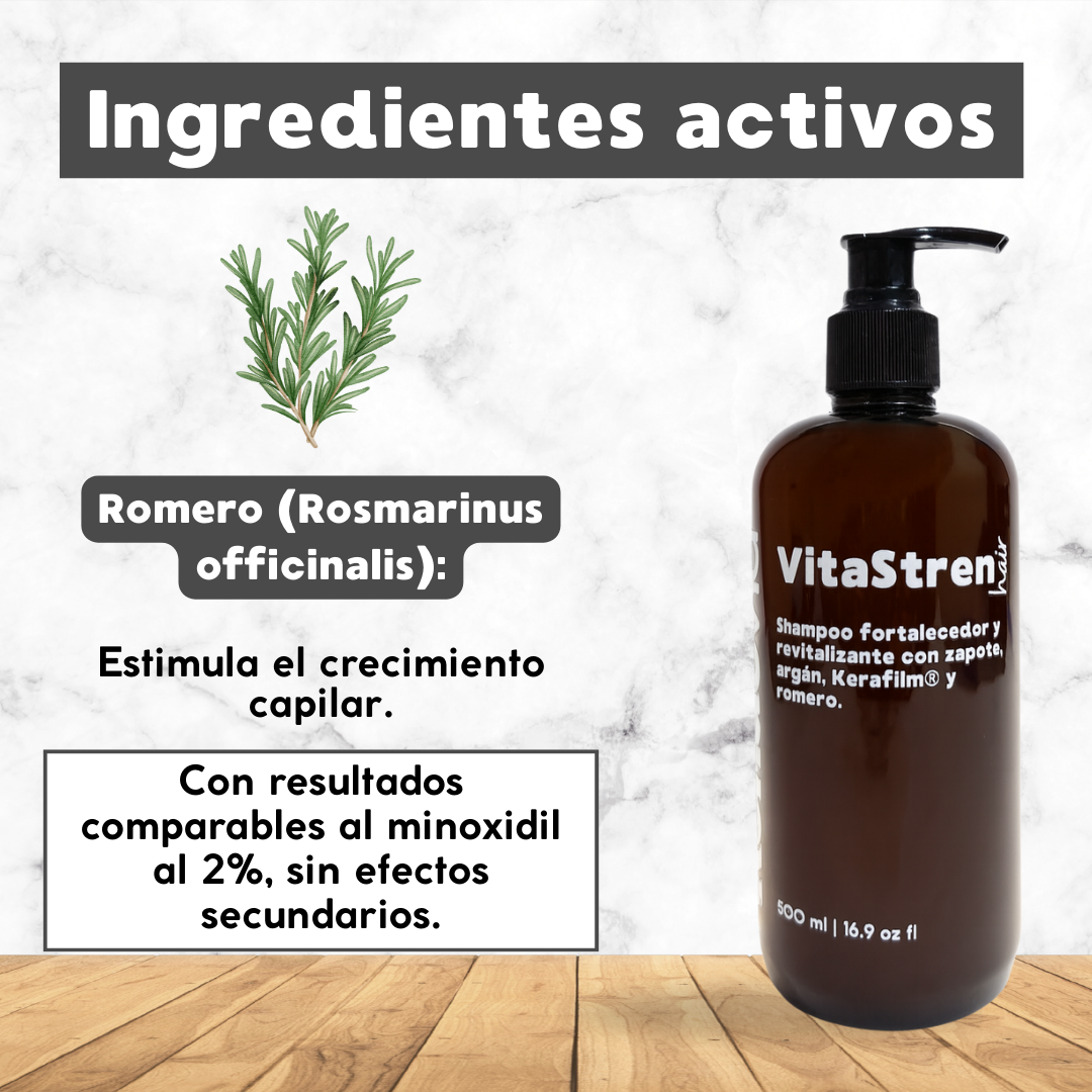 VitaStren Hair – Shampoo fortalecedor y revitalizante con zapote, argán, KeraFilm® y romero