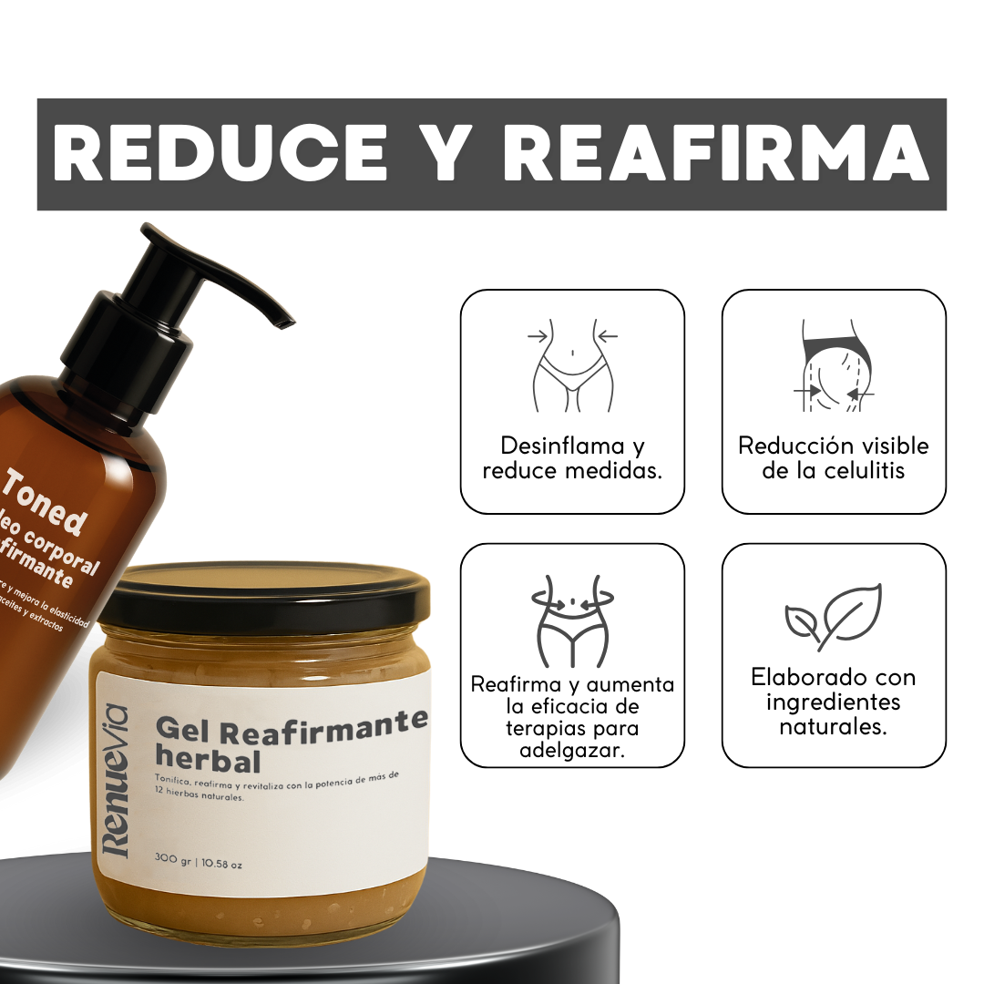 Reafirma 24/7 Kit Reafirmante Herbal - Gel y Aceite Natural para Celulitis y Firmeza