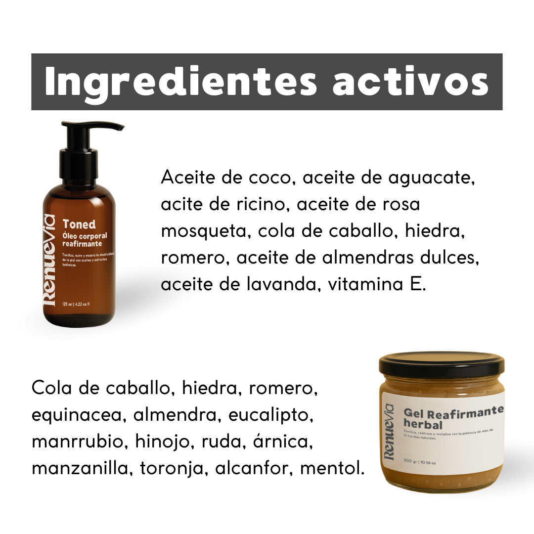 Reafirma 24/7 Kit Reafirmante Herbal - Gel y Aceite Natural para Celulitis y Firmeza