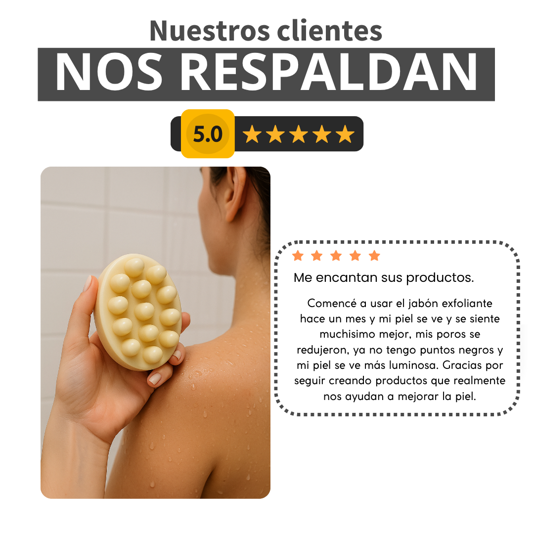 Glowé bar. Jabón exfoliante facial/corporal en barra con Arroz y Concha Nácar.