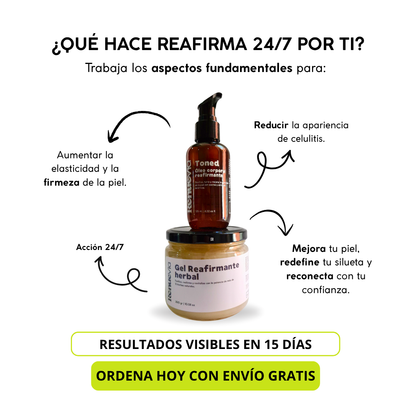 Reafirma 24/7 Kit Reafirmante Herbal - Gel y Aceite Natural para Celulitis y Firmeza