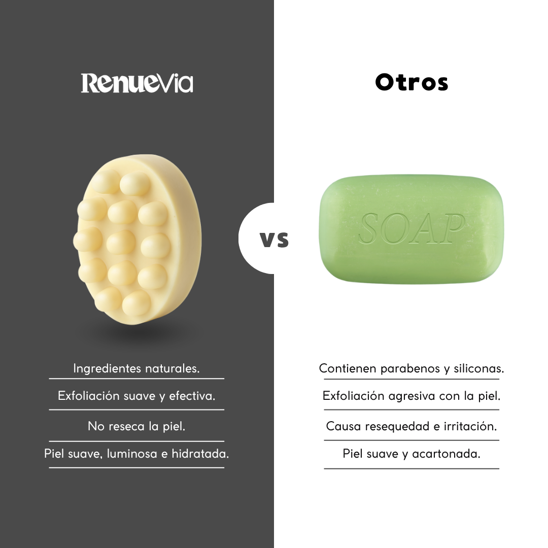 Glowé bar. Jabón exfoliante facial/corporal en barra con Arroz y Concha Nácar.