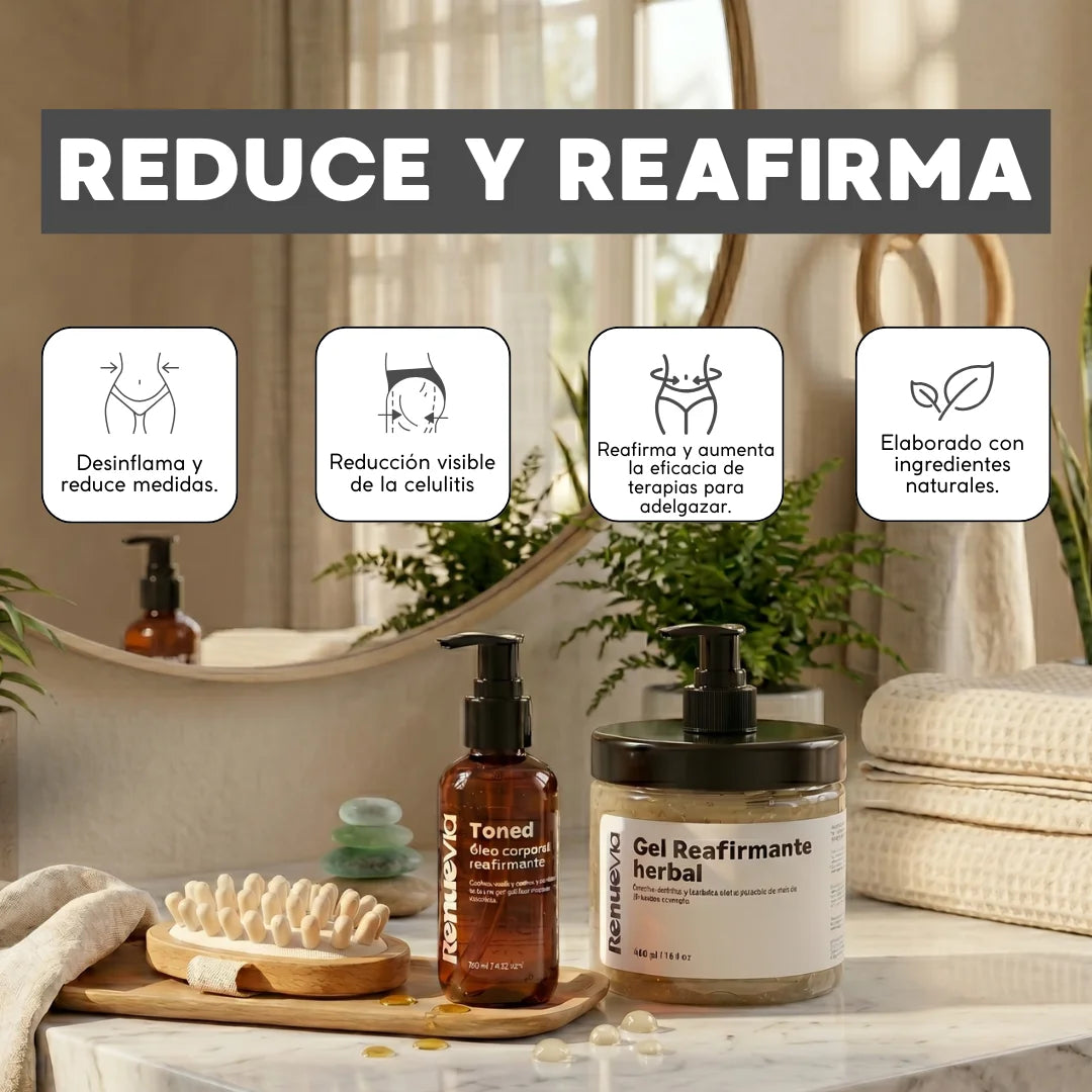 Reafirma 24/7 Kit Reafirmante Herbal - Gel y Aceite Natural para Celulitis y Firmeza
